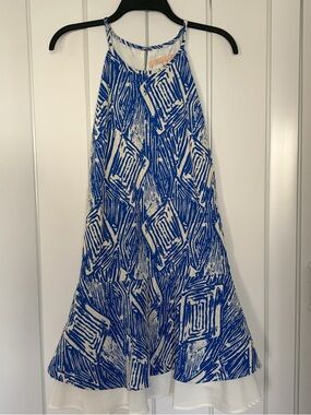 Hutch Blue and White Patterned Halter‎ Top Mini Dress